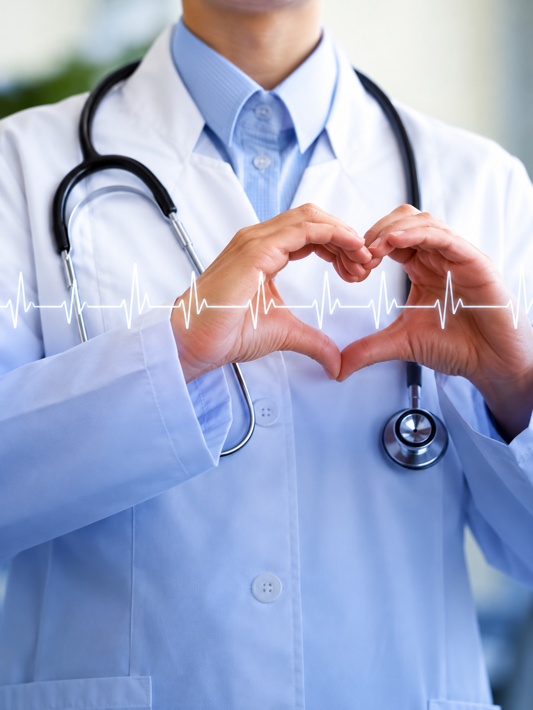Medico con cuore e battito ECG